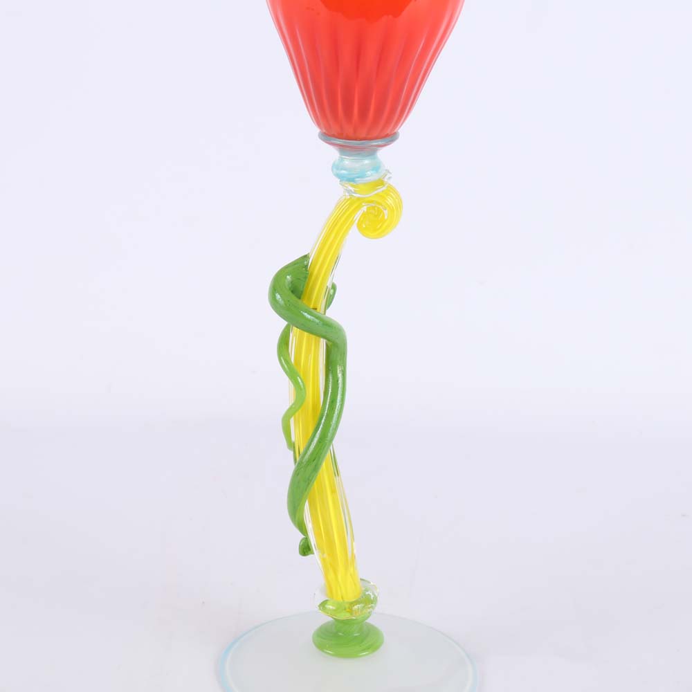 Bill Akers Art Glass Goblet