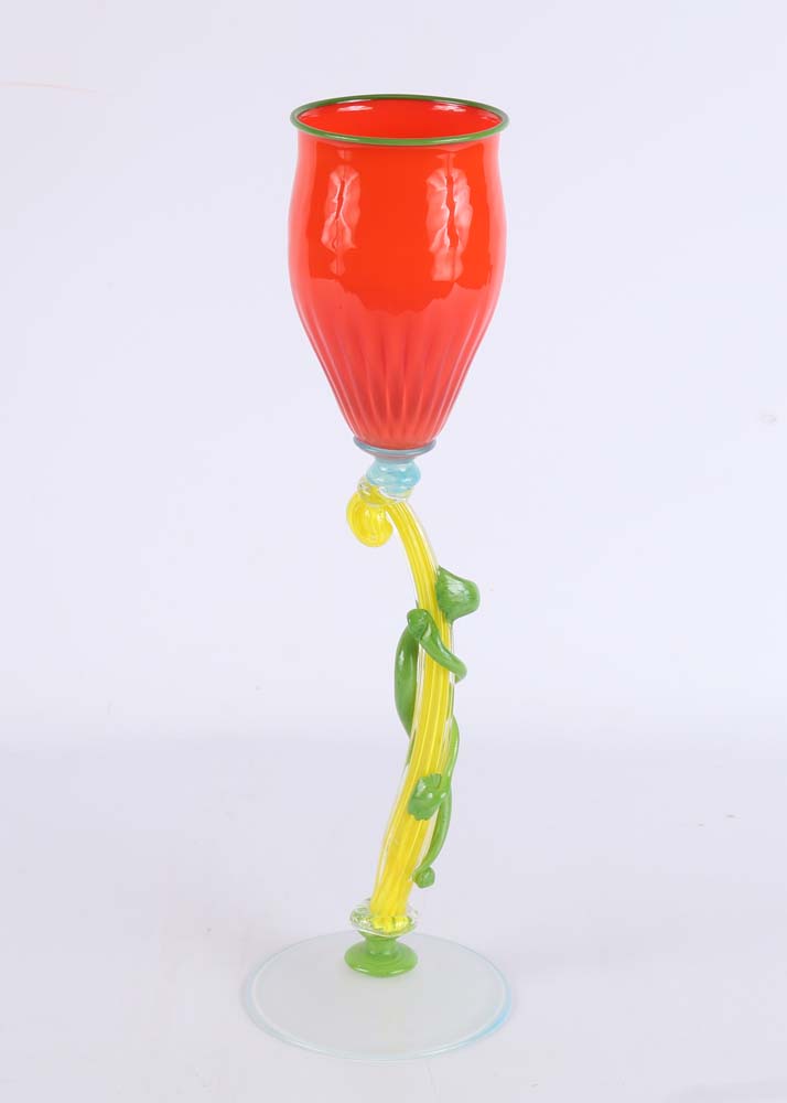 Bill Akers Art Glass Goblet