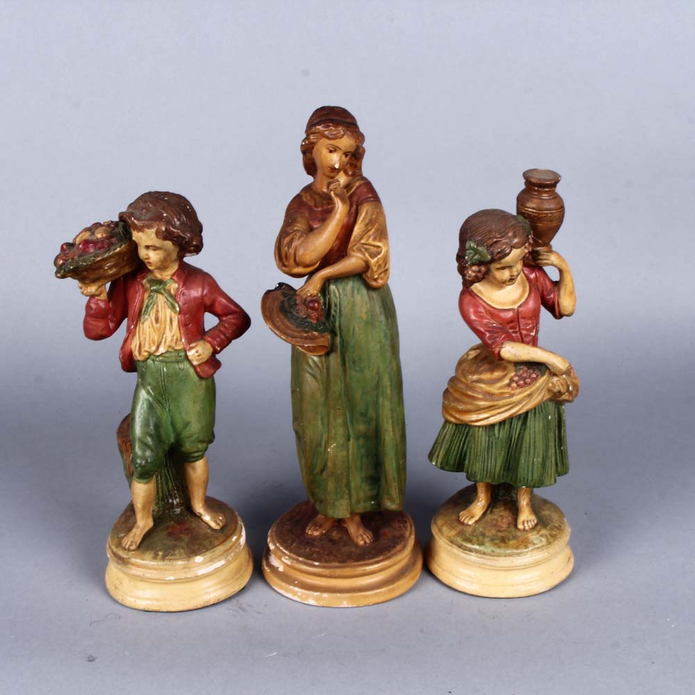 Three Vintage Borghese Chalkware Figurines