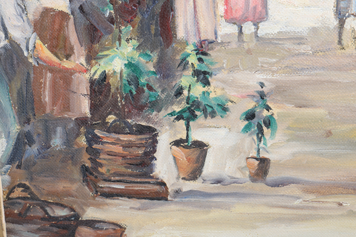 Andre Picot Original Oil Painting "Flower Market - Paris"