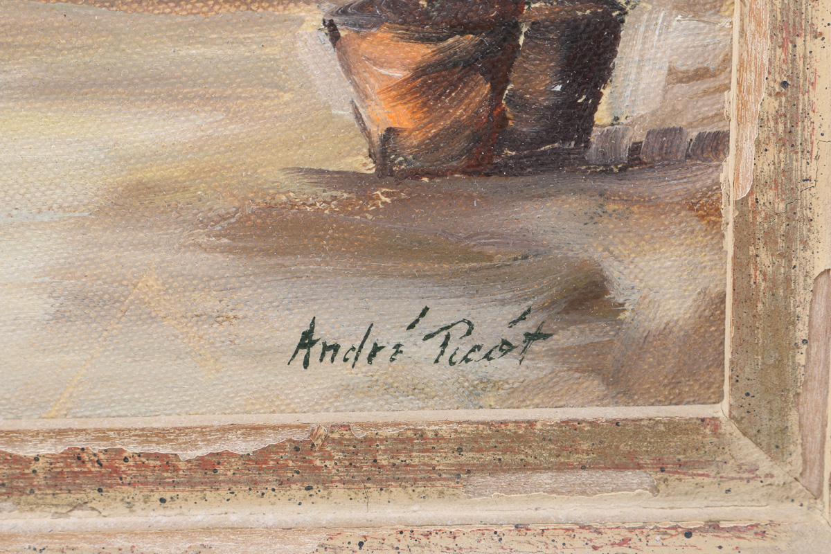 Andre Picot Original Oil Painting "Flower Market - Paris"