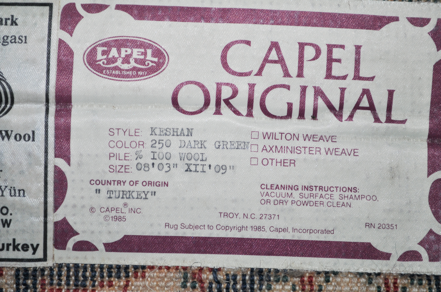 Power Loomed Capel "Keshan" Wool Area Rug