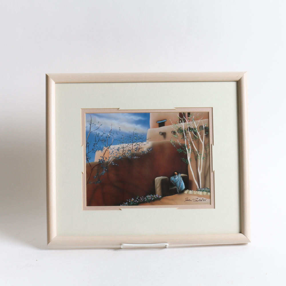 Robert Arnold Signed Offset Lithograph of a Girl Sitting on a Bench