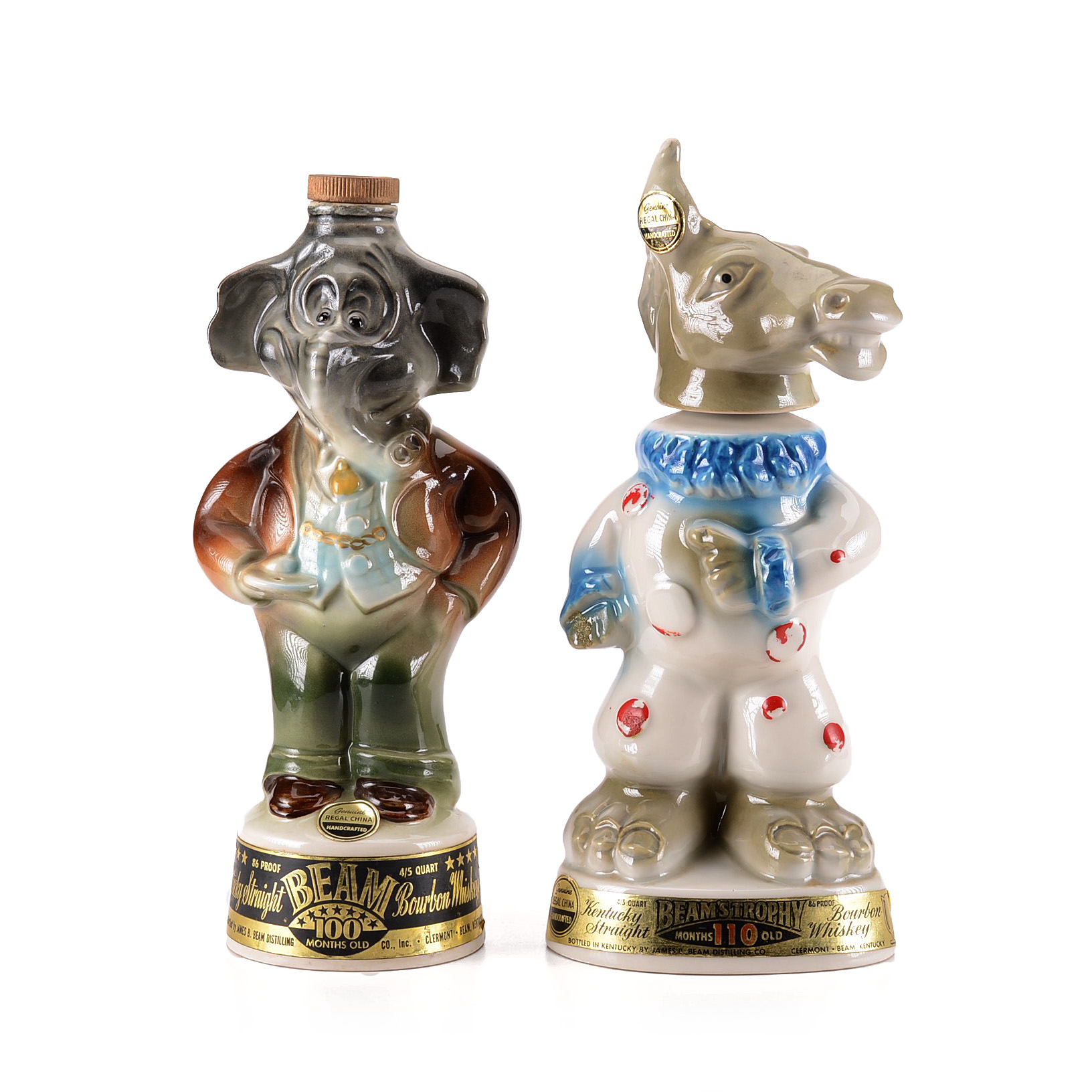 Jim Beam Donkey and Elephant Decanters
