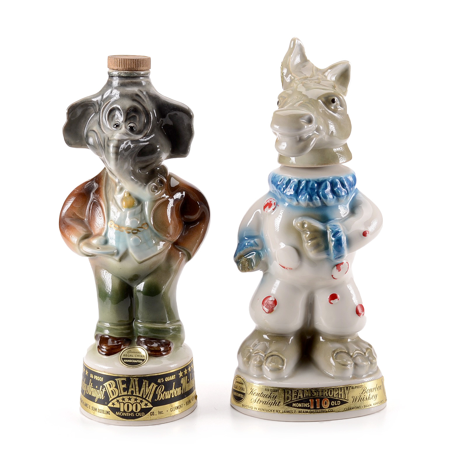 Jim Beam Donkey and Elephant Decanters