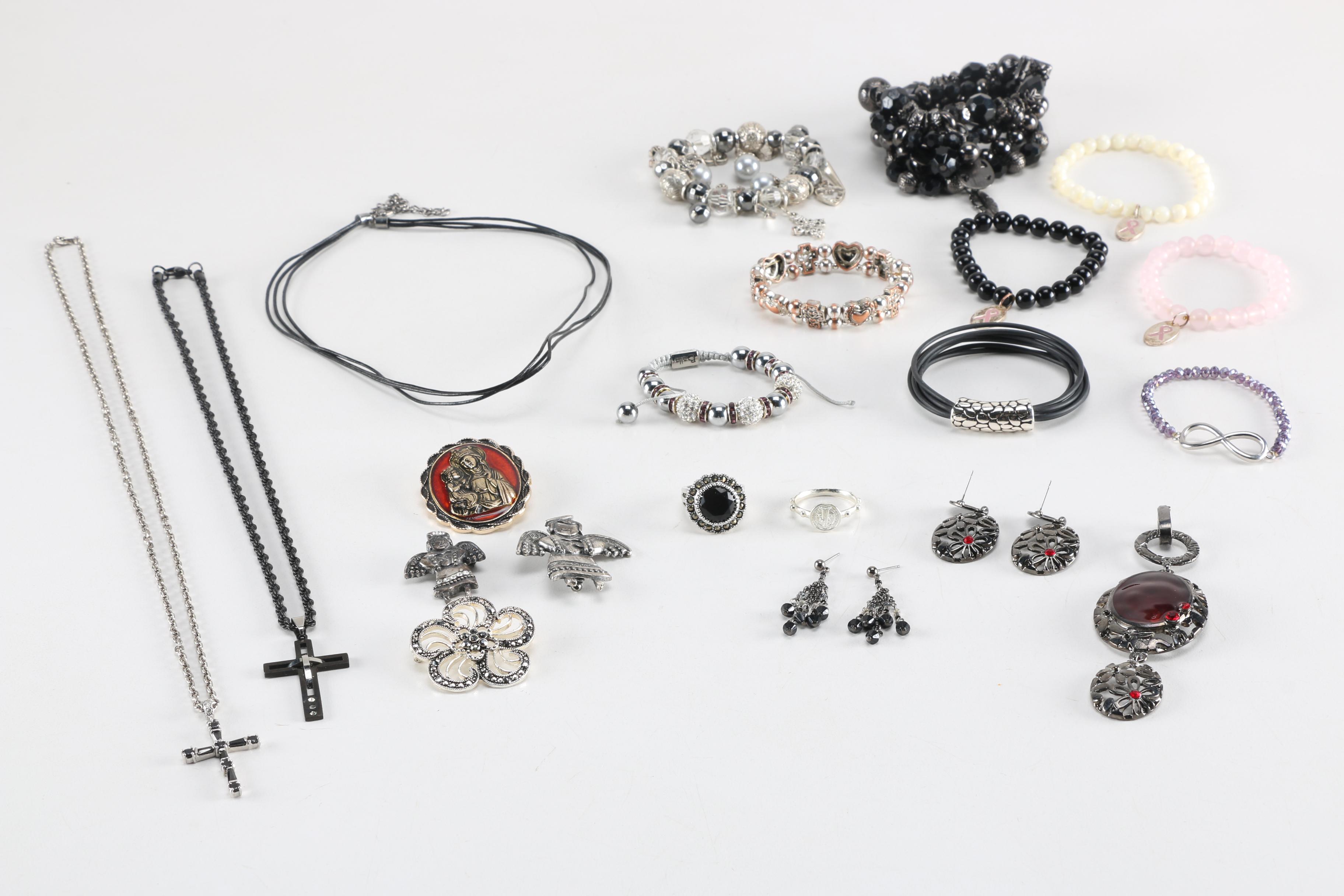Selection of Black and Silver Tone Costume and Fashion Jewelry