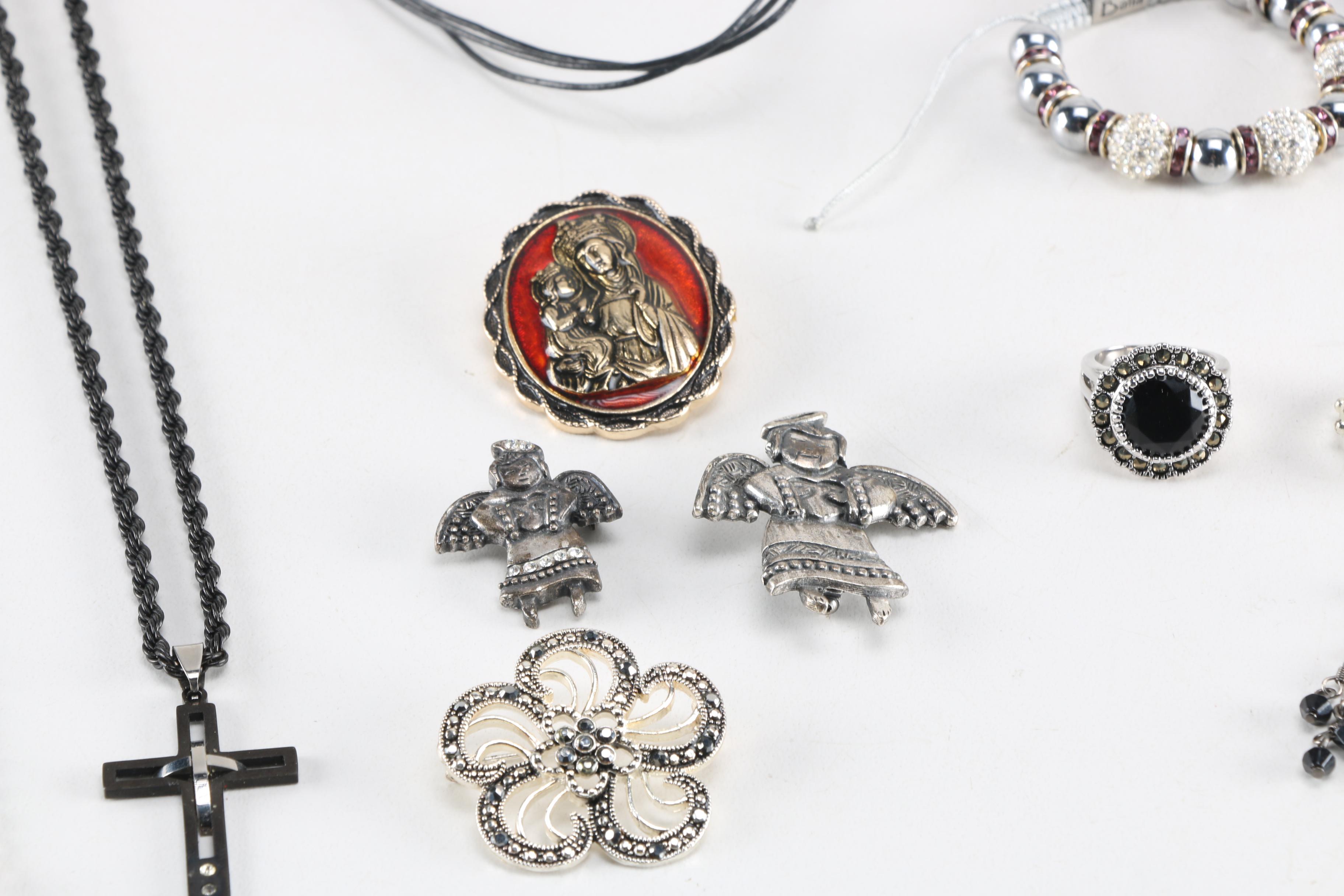 Selection of Black and Silver Tone Costume and Fashion Jewelry