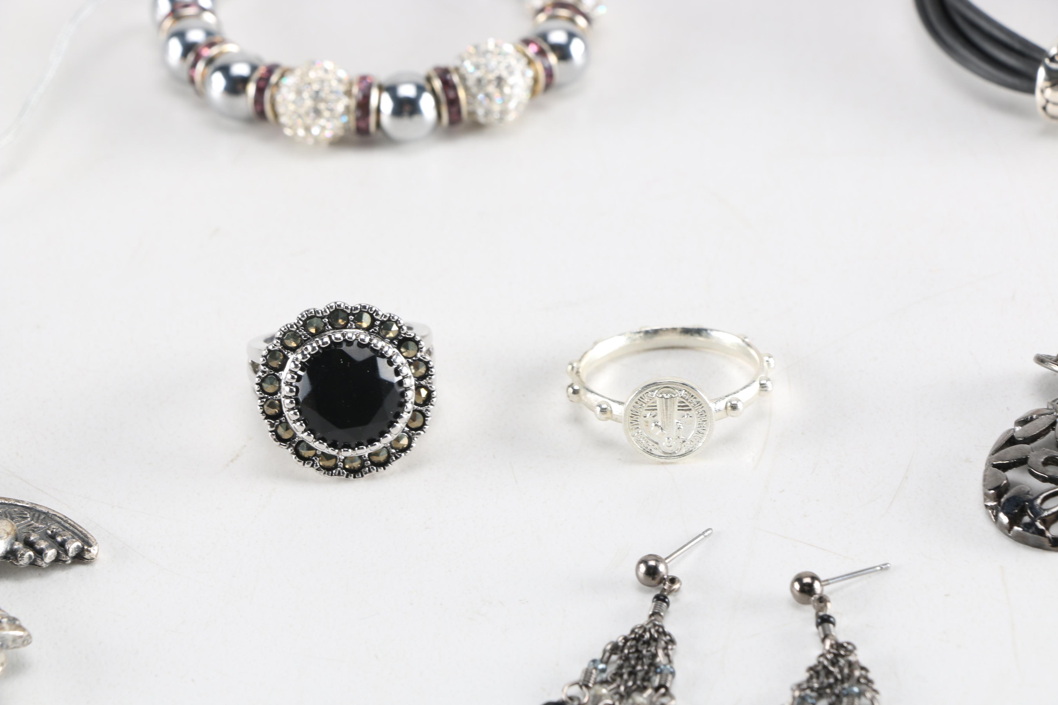 Selection of Black and Silver Tone Costume and Fashion Jewelry