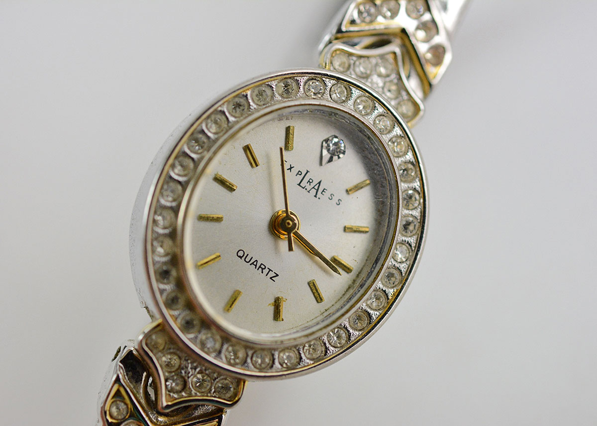 Silver Tone Women's Watch with Crystal Accents