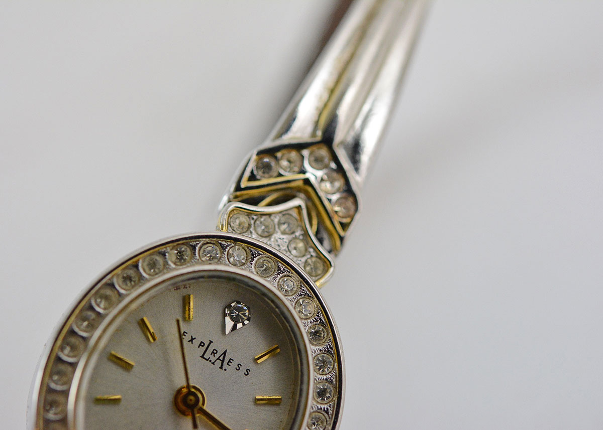 Silver Tone Women's Watch with Crystal Accents