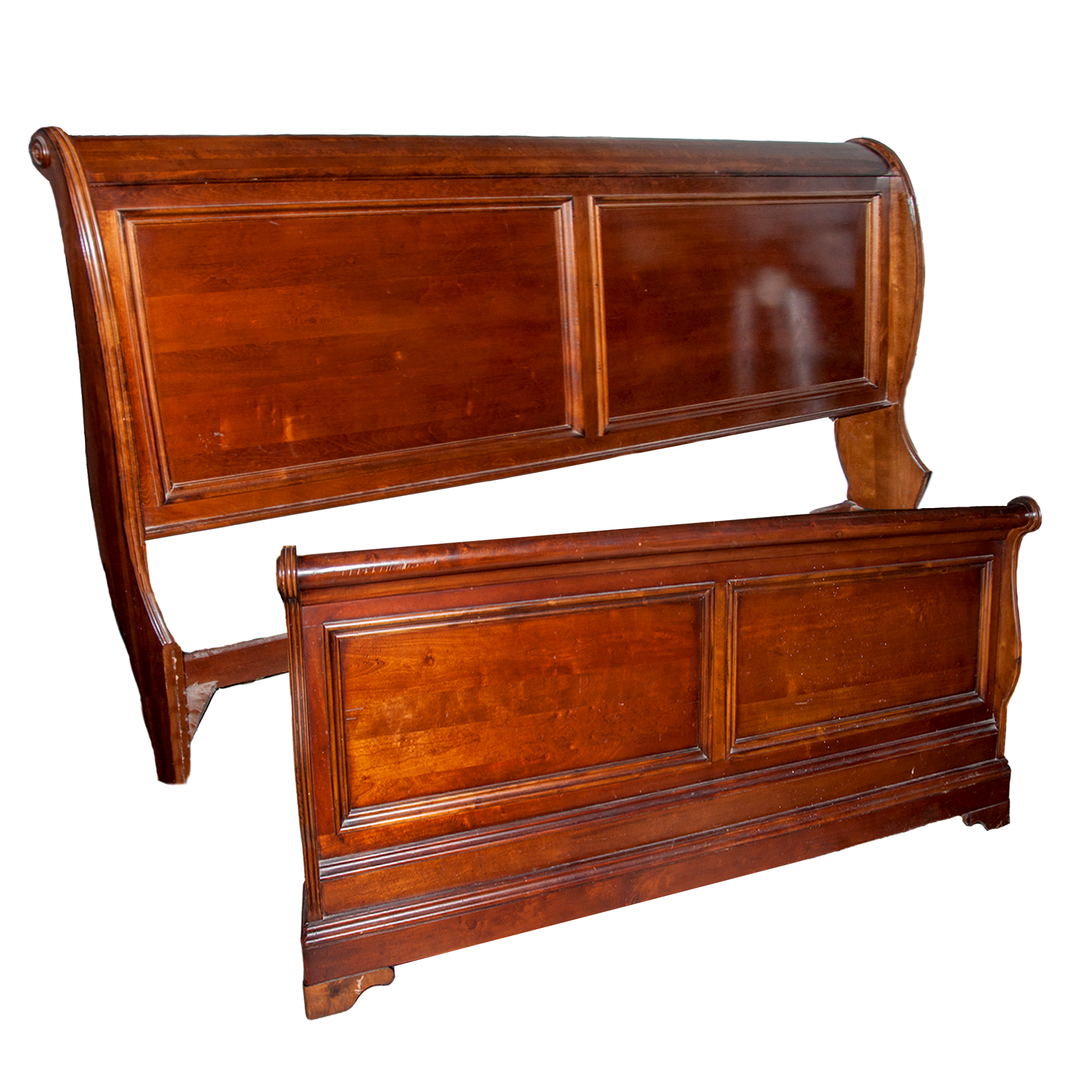 Queen Cherry Wood Sleigh Bed