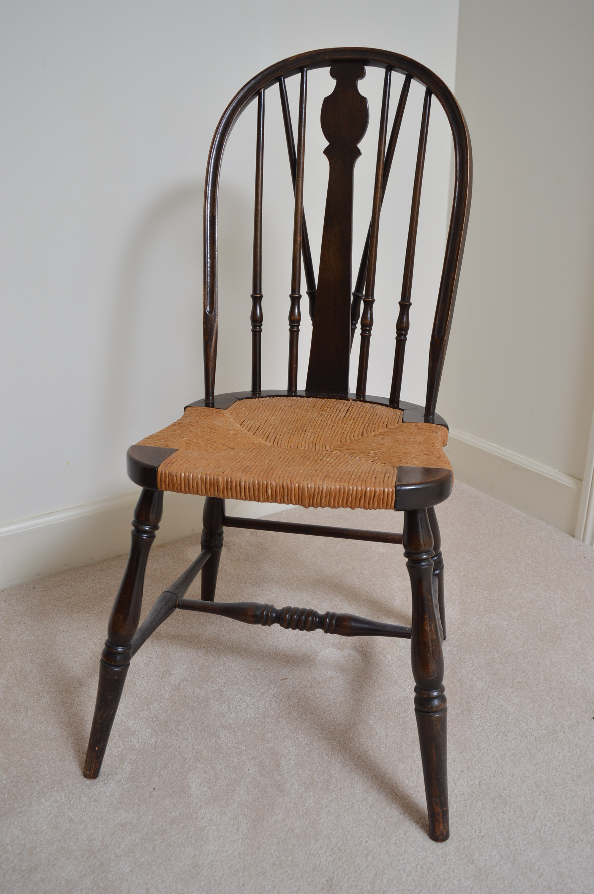 Antique Windsor Chairs  with Rush Woven Seats