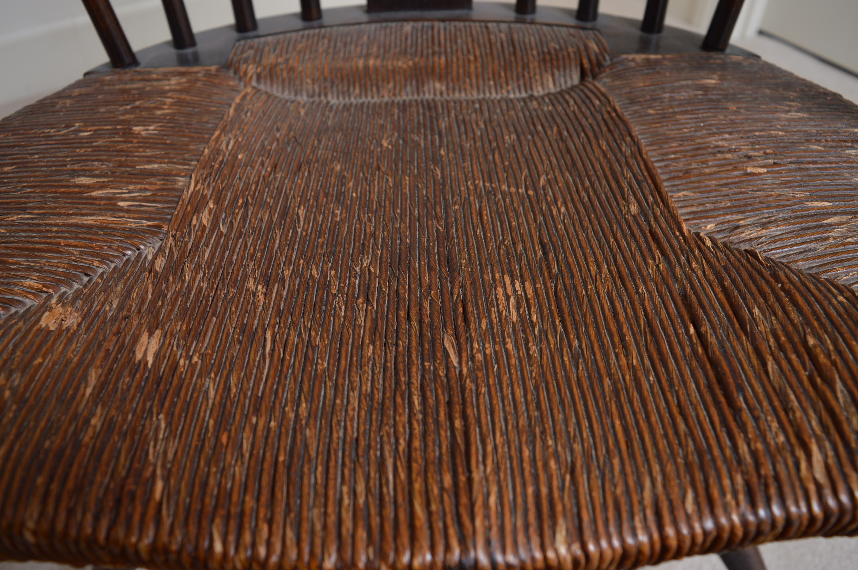 Antique Windsor Chairs  with Rush Woven Seats