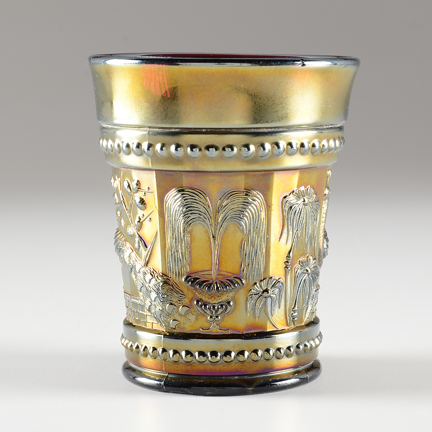 Set of Northwood "Peacock at the Fountain" Pitcher and Tumblers