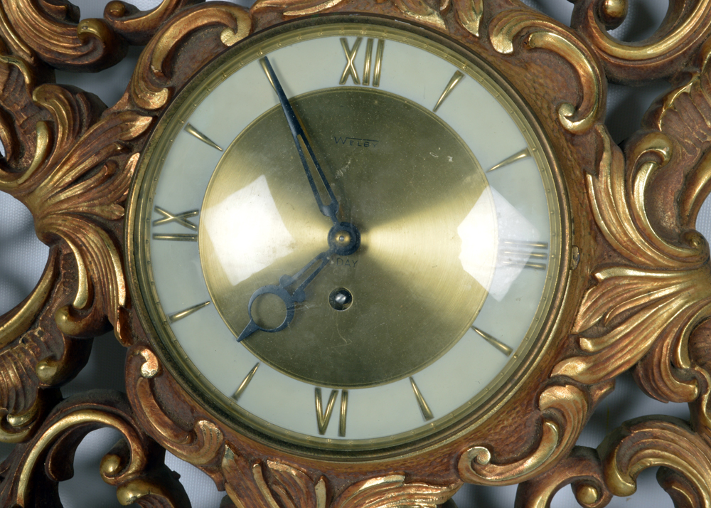 Welby Eight Day Ornate Gold Tone Wall Clock