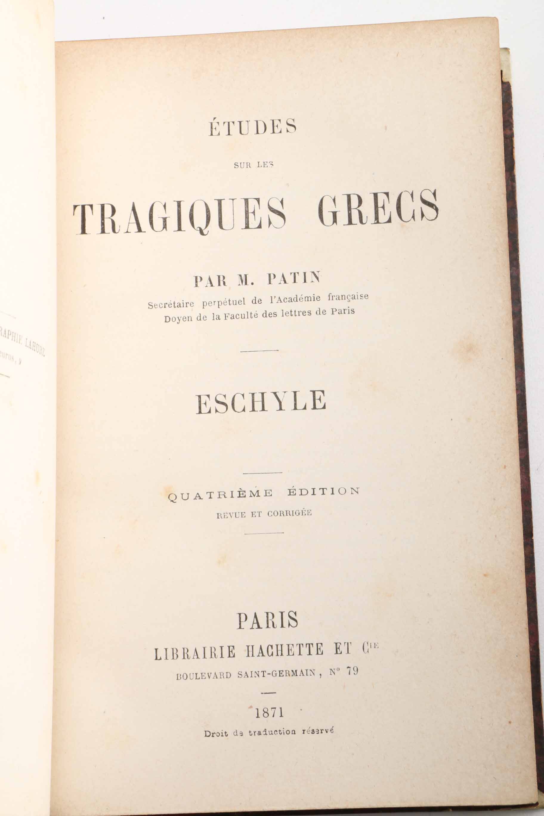 Six Antiquarian Volumes of French-Language Grecian Tragedy and Latin Poetry