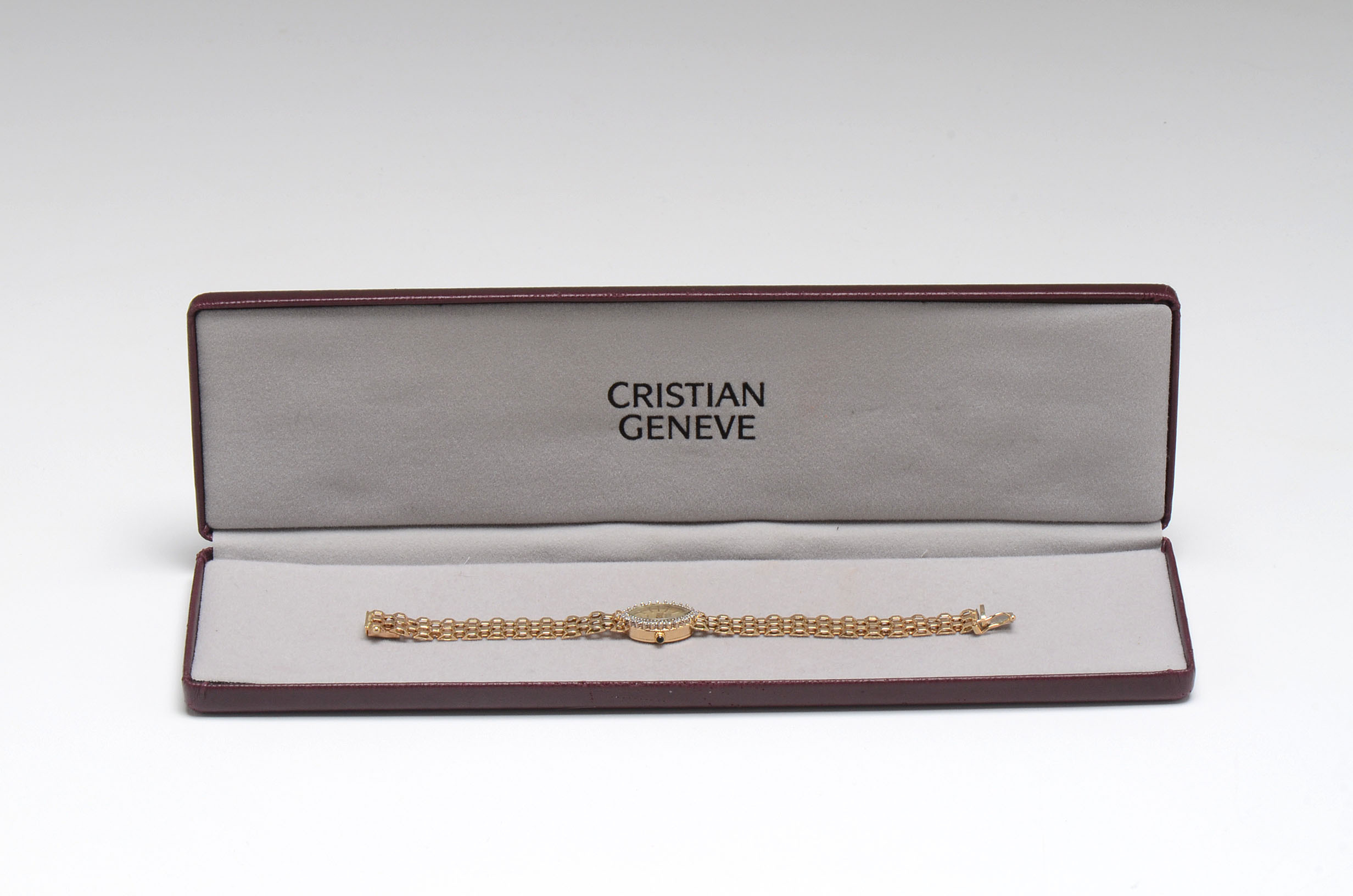 VIntage Christian Geneve 14K Yellow Gold Diamond Watch Bracelet