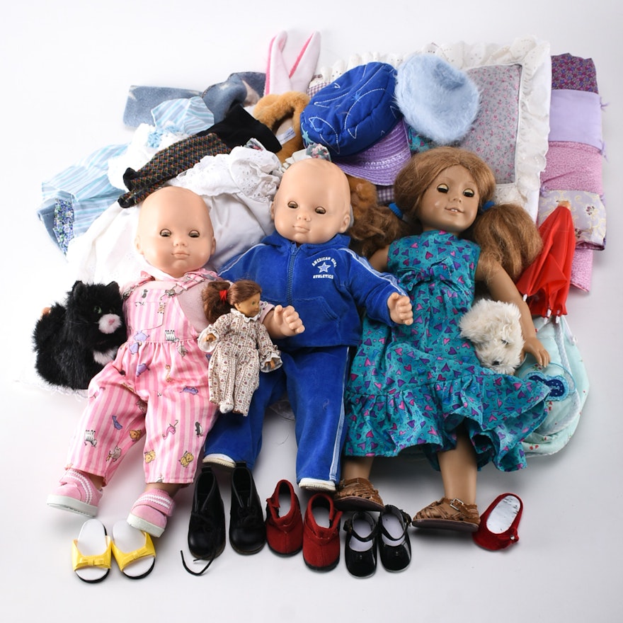 Collection of Bitty Baby and American Girl Dolls and Clothing