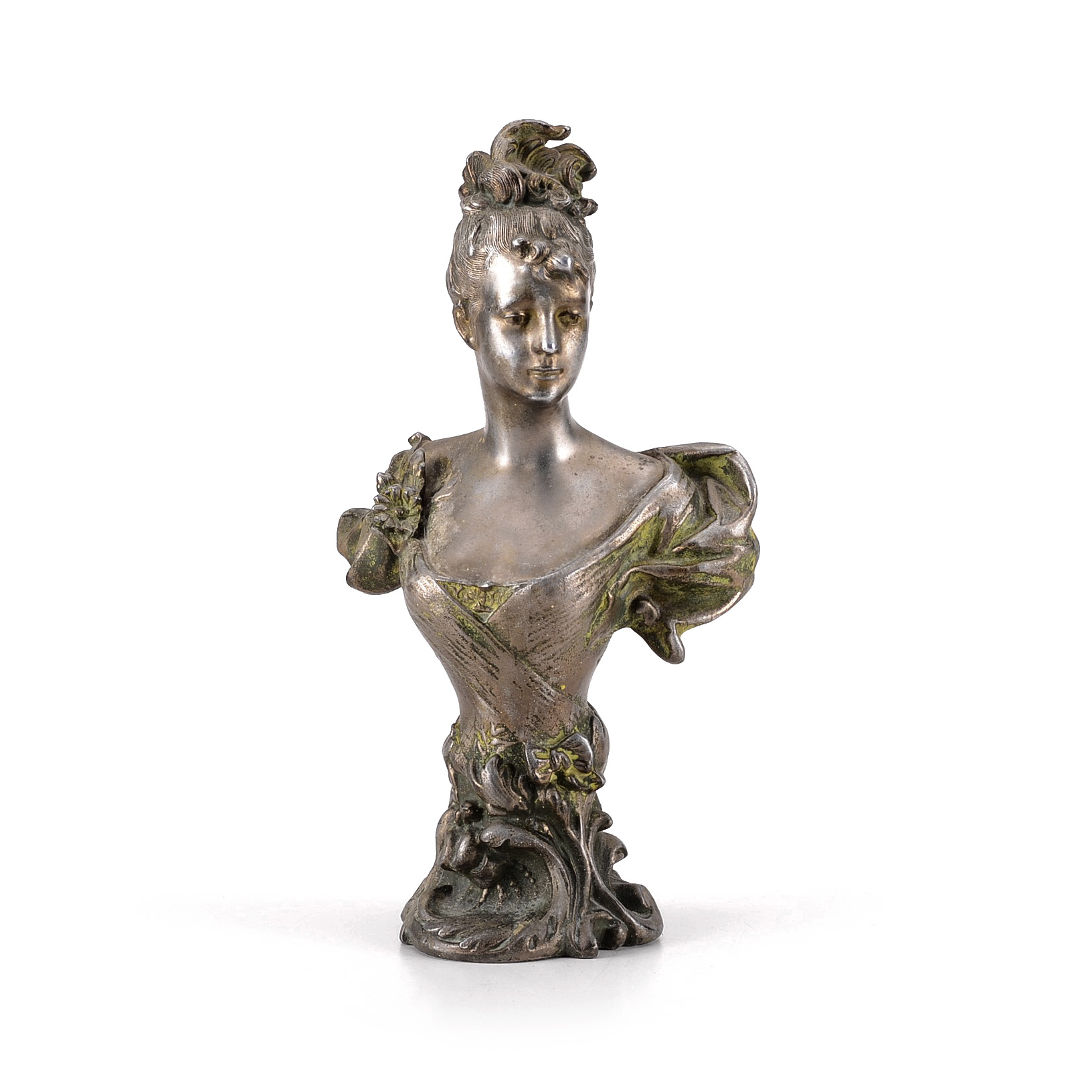 Antique Art Nouveau Cast Spelter Female Bust