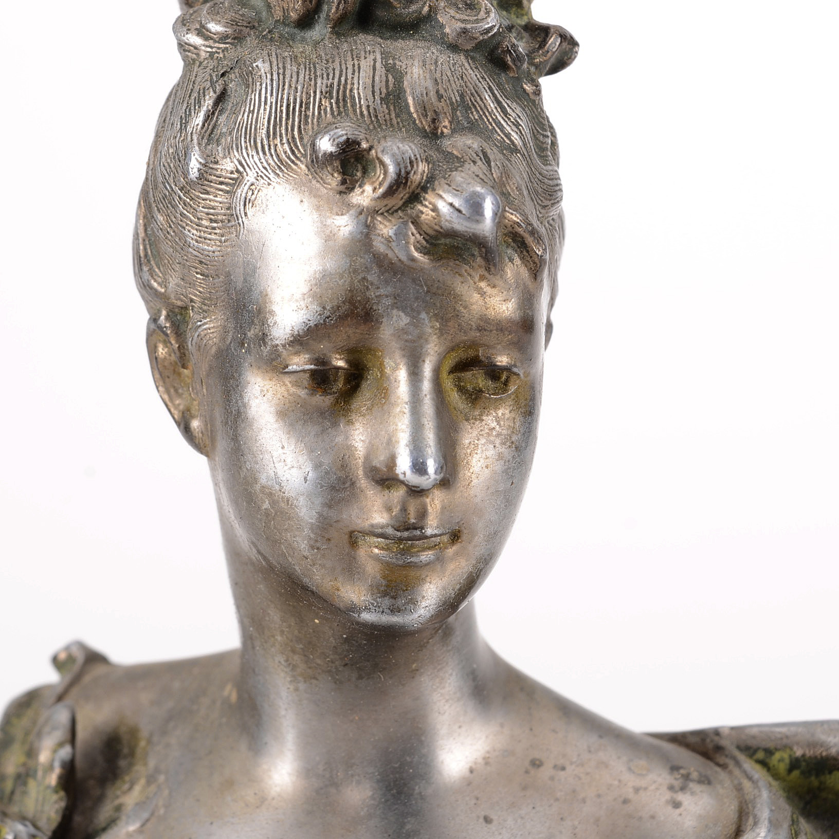 Antique Art Nouveau Cast Spelter Female Bust