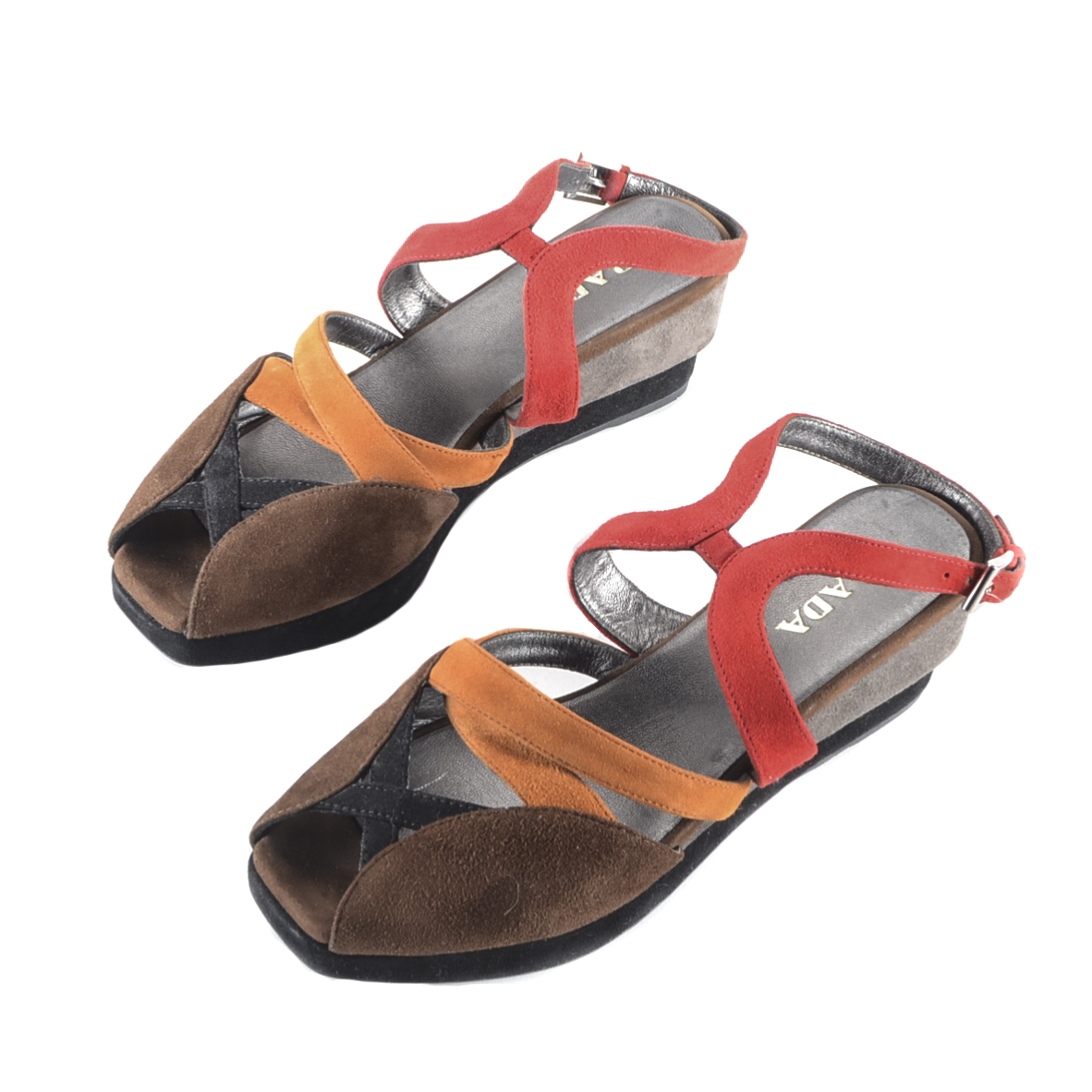 Prada Platform Suede Colorblock Sandals