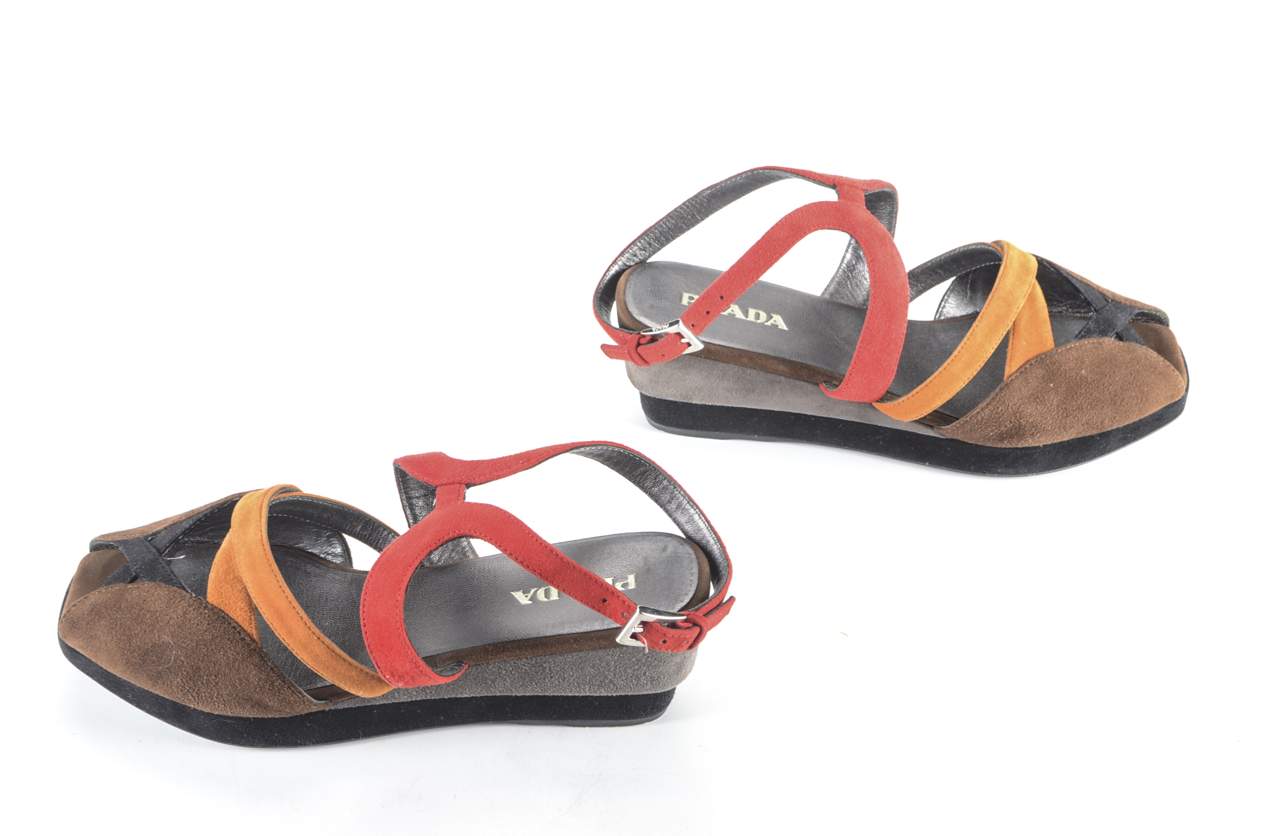 Prada Platform Suede Colorblock Sandals