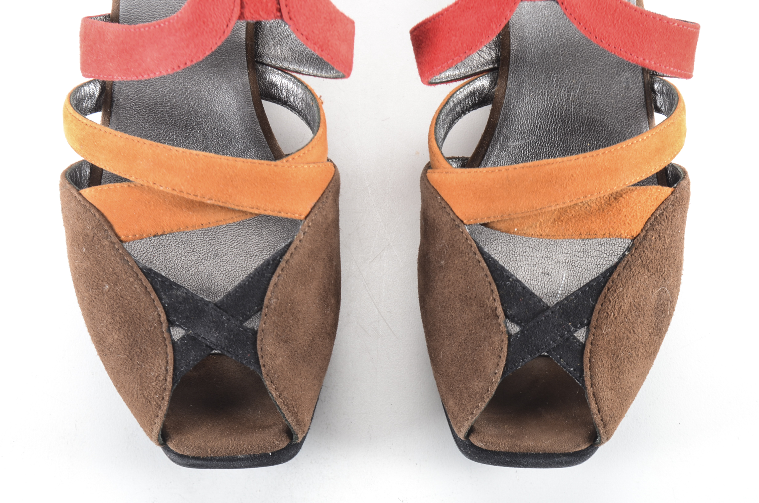 Prada Platform Suede Colorblock Sandals