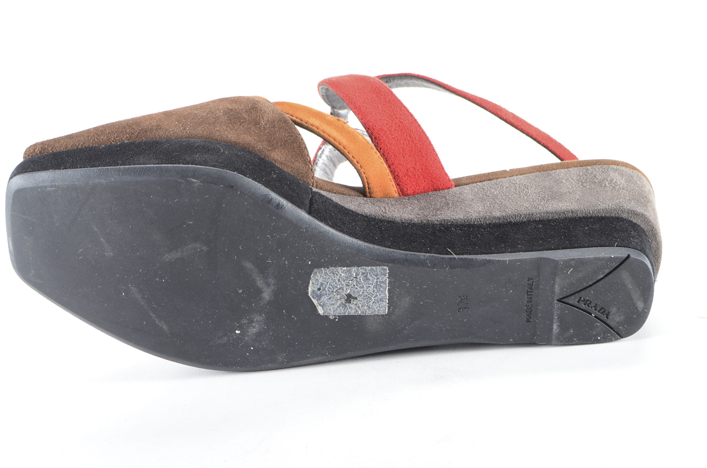 Prada Platform Suede Colorblock Sandals