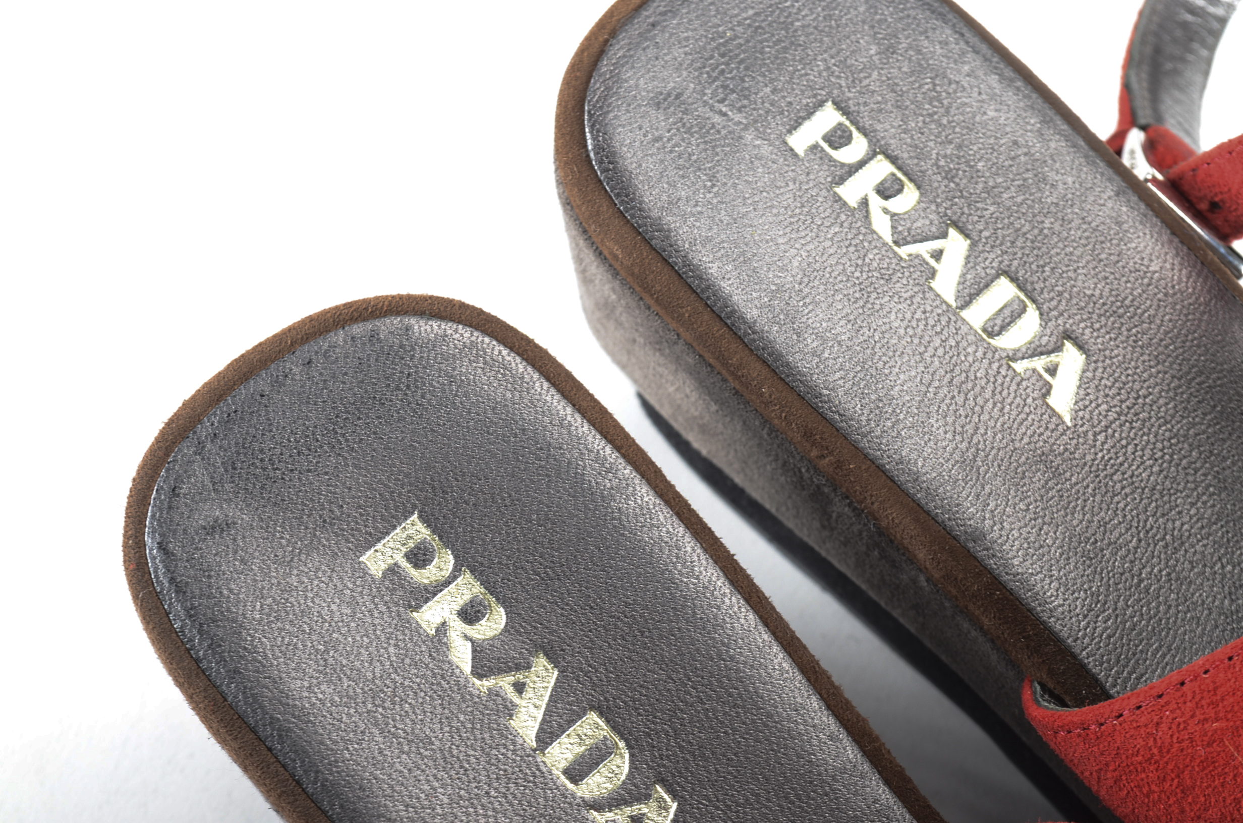 Prada Platform Suede Colorblock Sandals