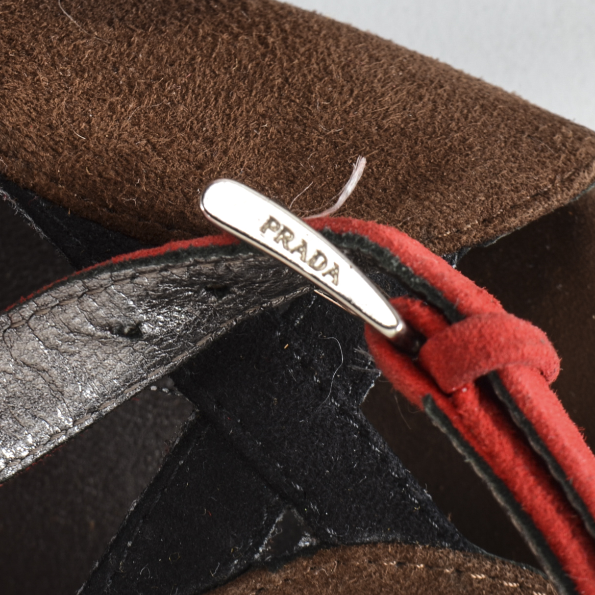 Prada Platform Suede Colorblock Sandals