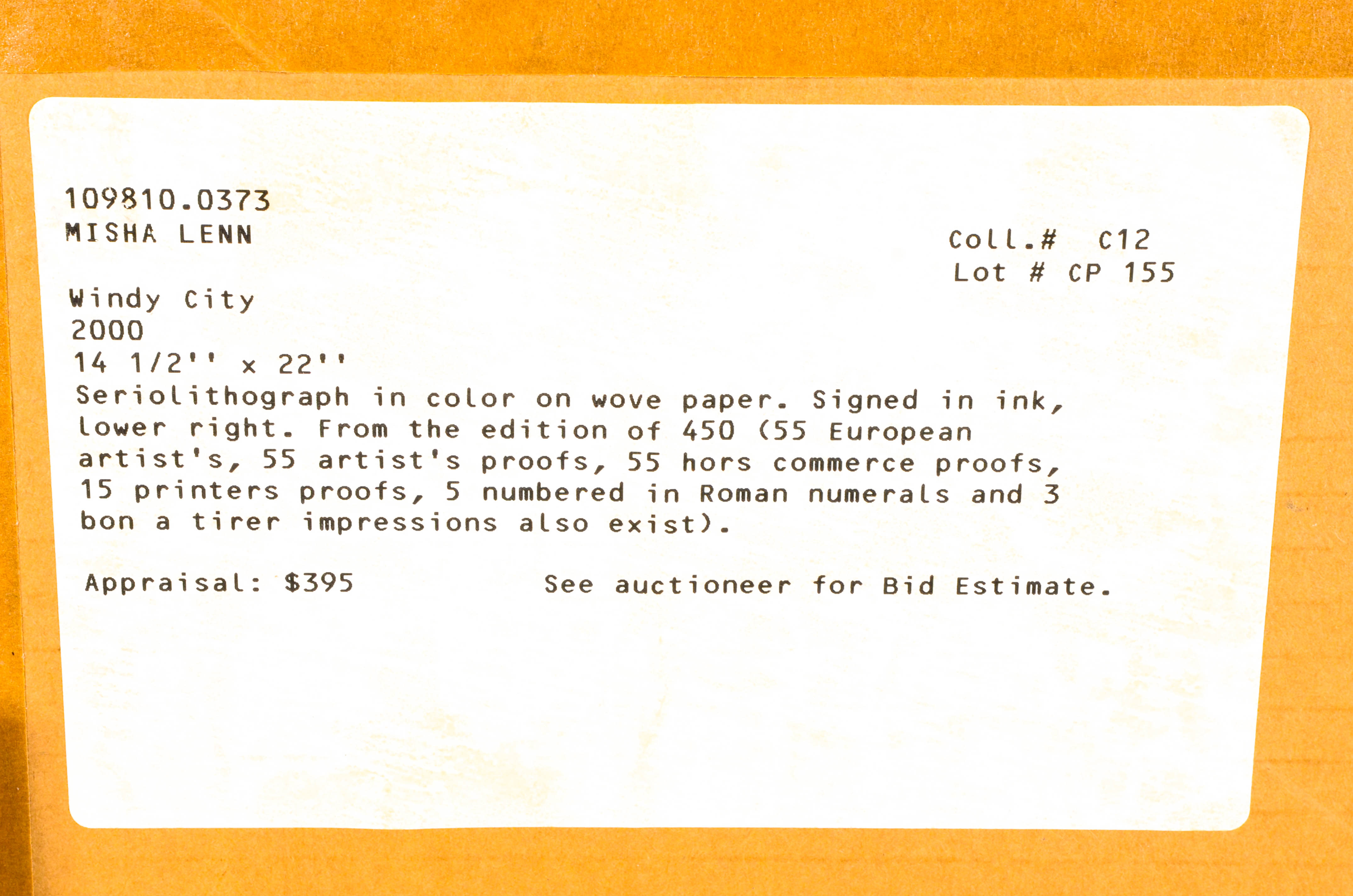 Misha Lenn "The Windy City" Seriolithograph