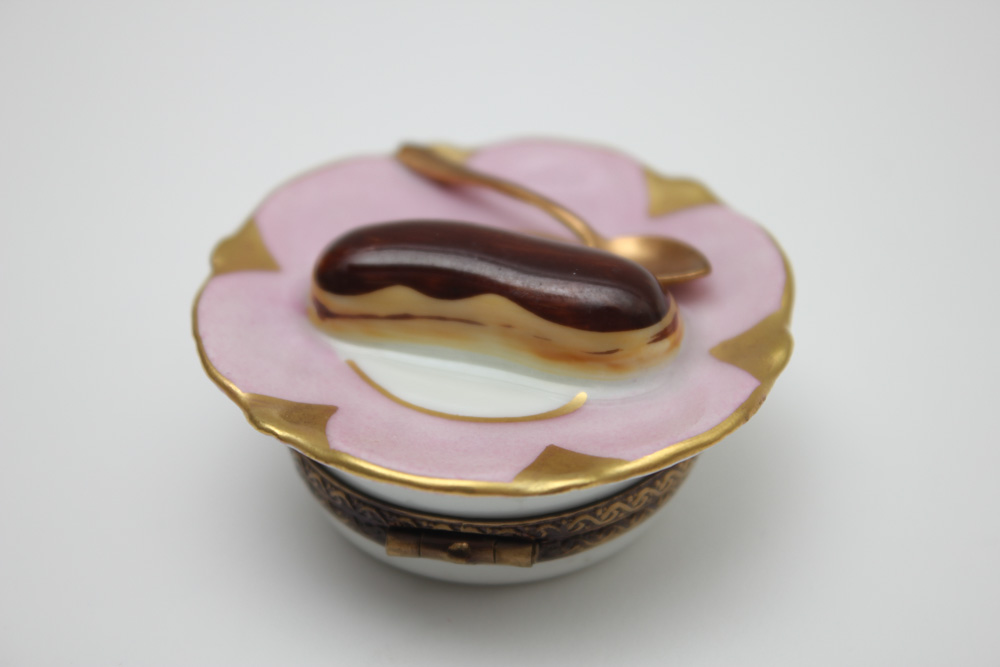 Limoges Eclair on Plate Trinket Box