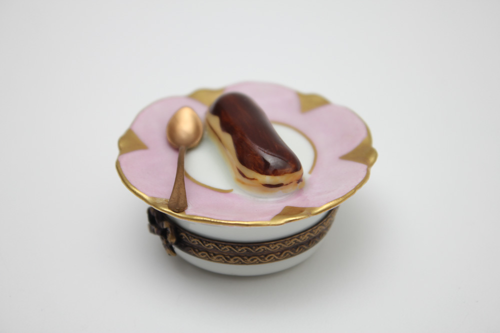 Limoges Eclair on Plate Trinket Box