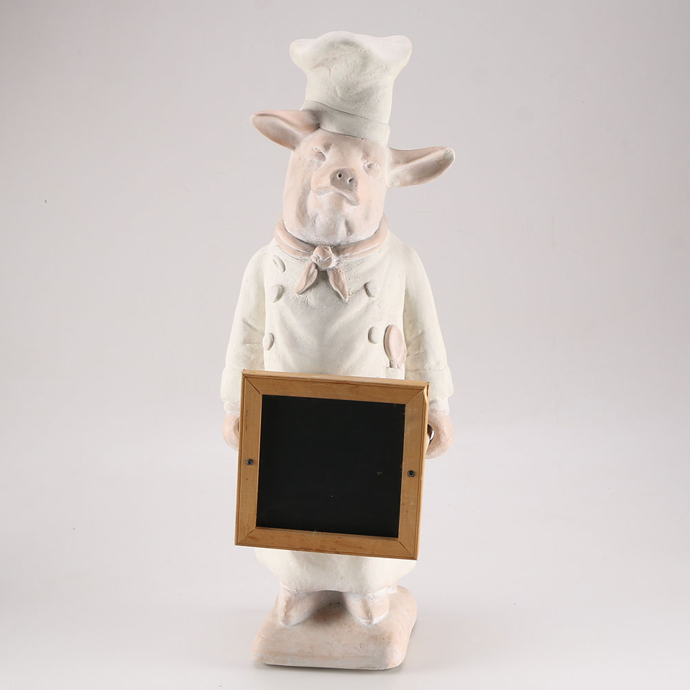 Ceramic Pig Holding Chalkboard Figurine