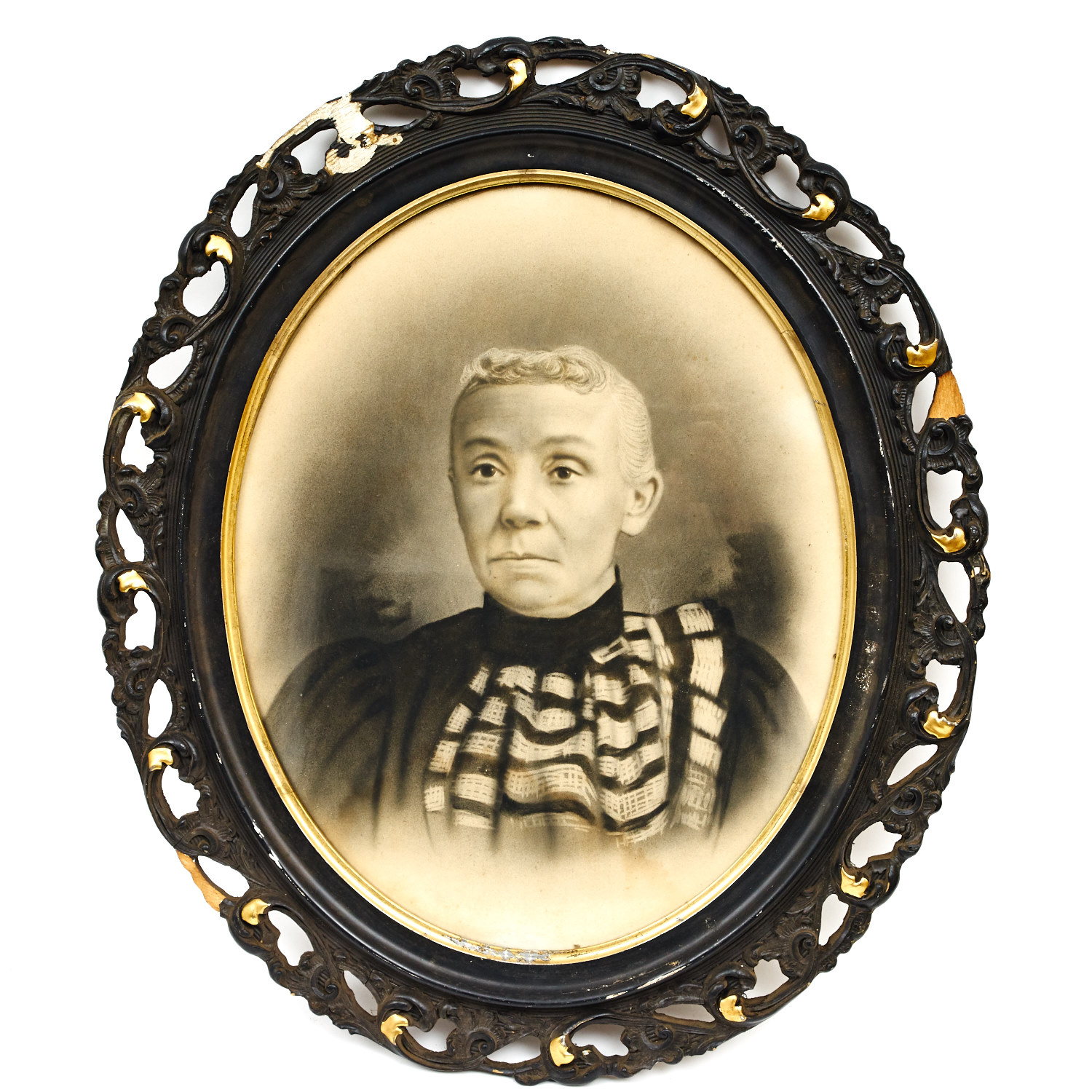 Pair of Vintage Framed Pictures in Black Oval Frames