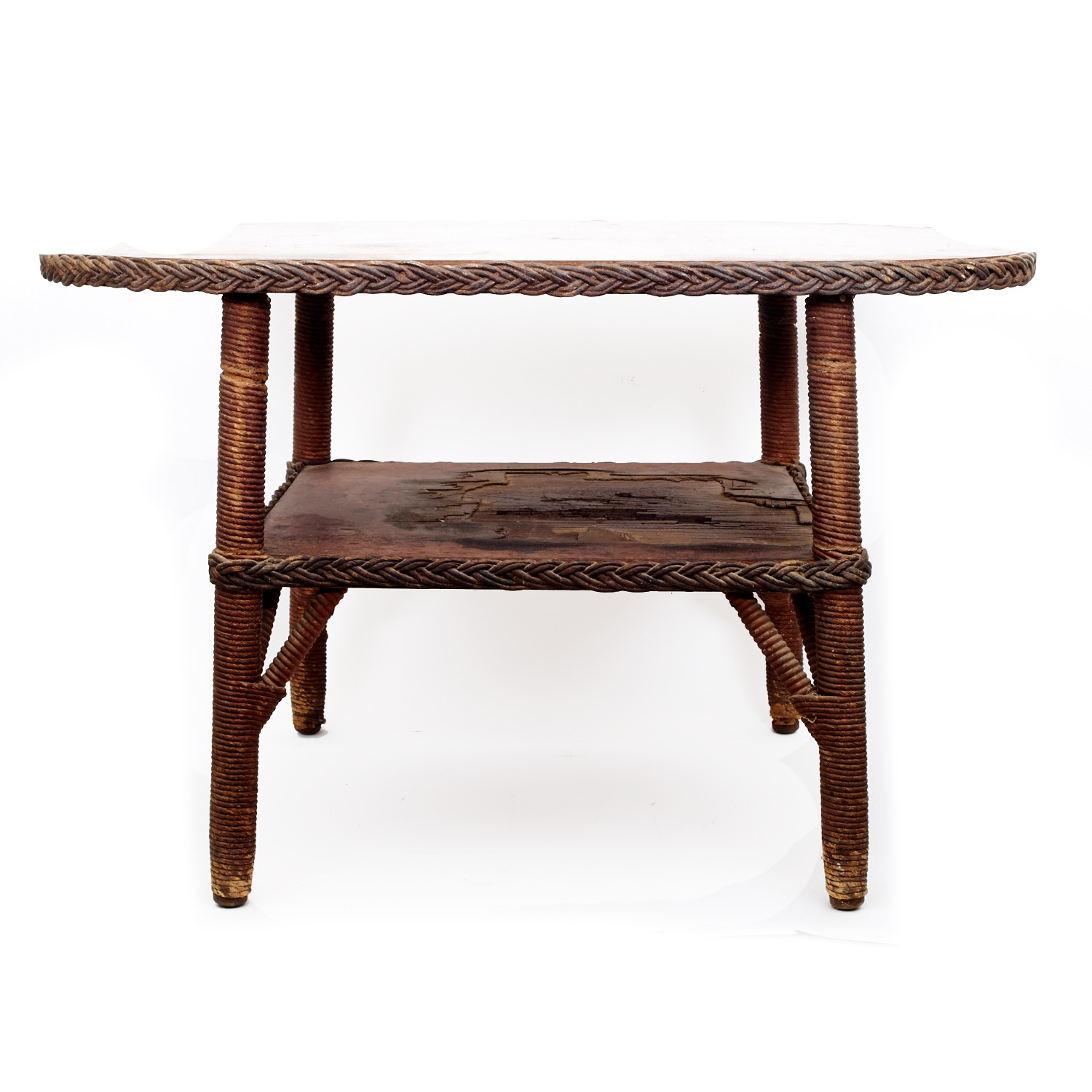 Vintage Wooden and Wicker Coffee Table