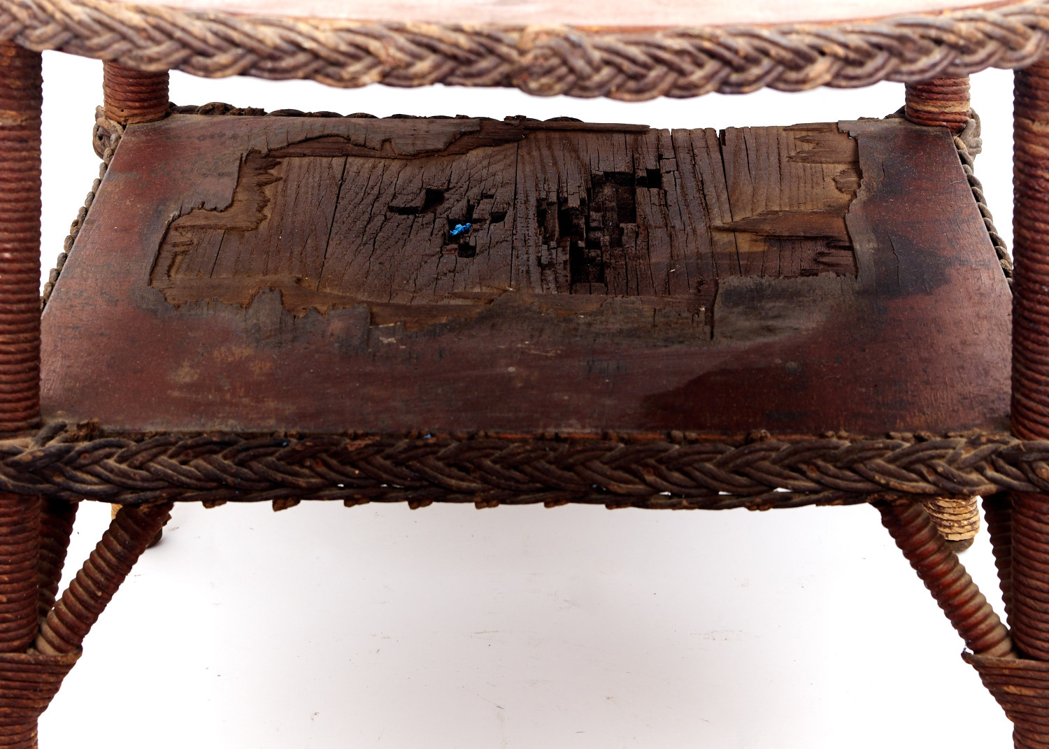 Vintage Wooden and Wicker Coffee Table