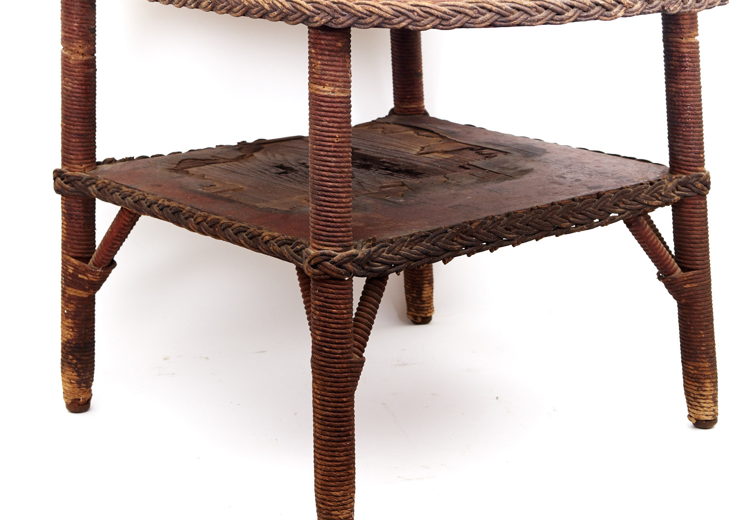 Vintage Wooden and Wicker Coffee Table
