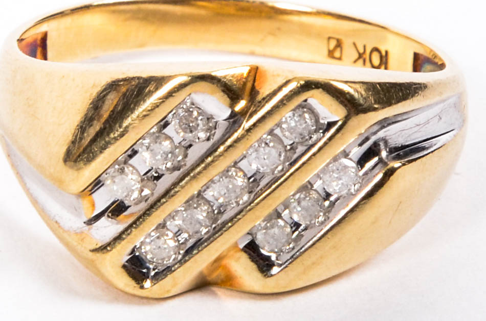Men's 10k Gold and Diamond Ring