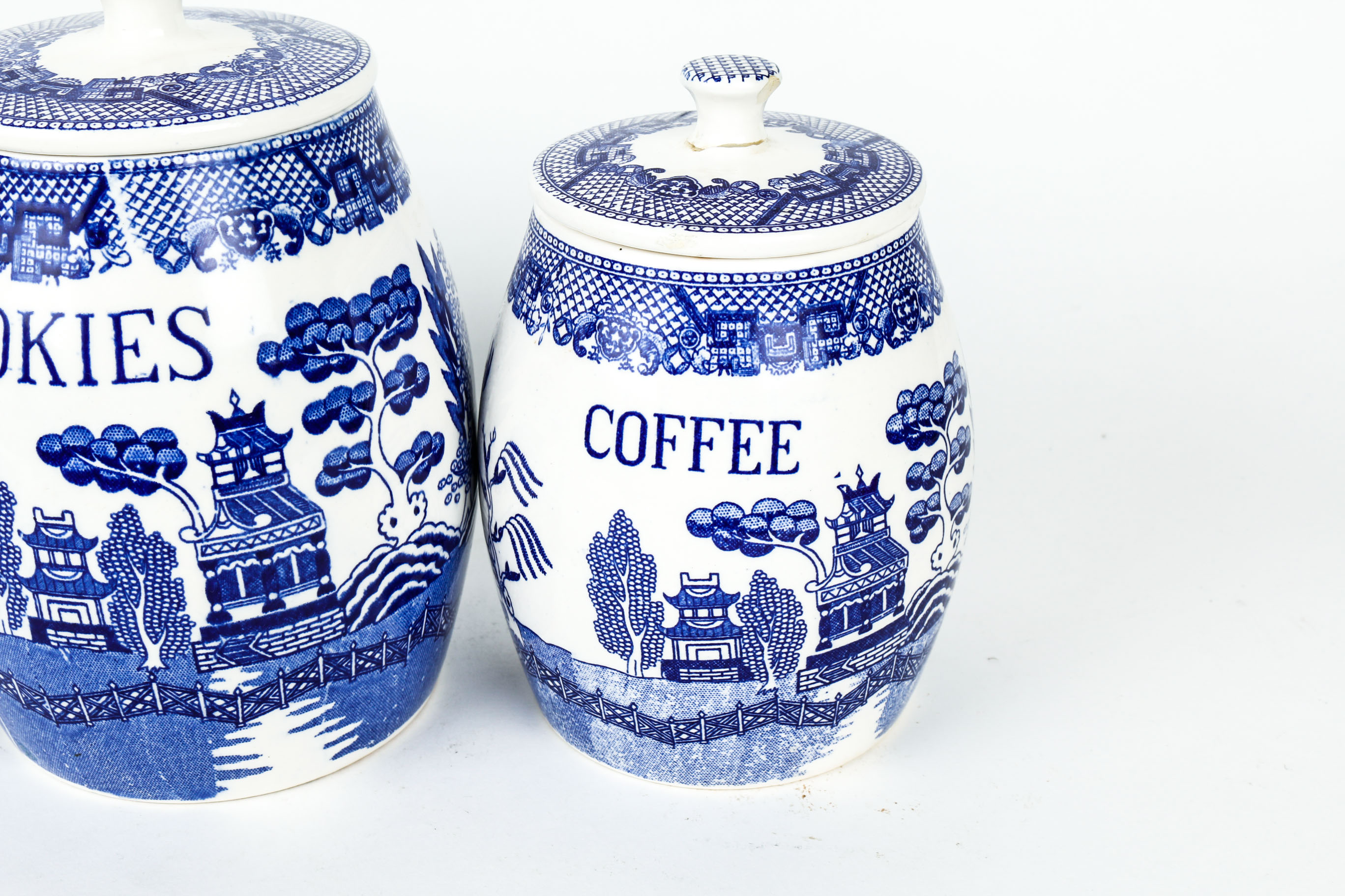 Vintage 1940s Blue Willow Creative Imports Japan Kitchen Canisters