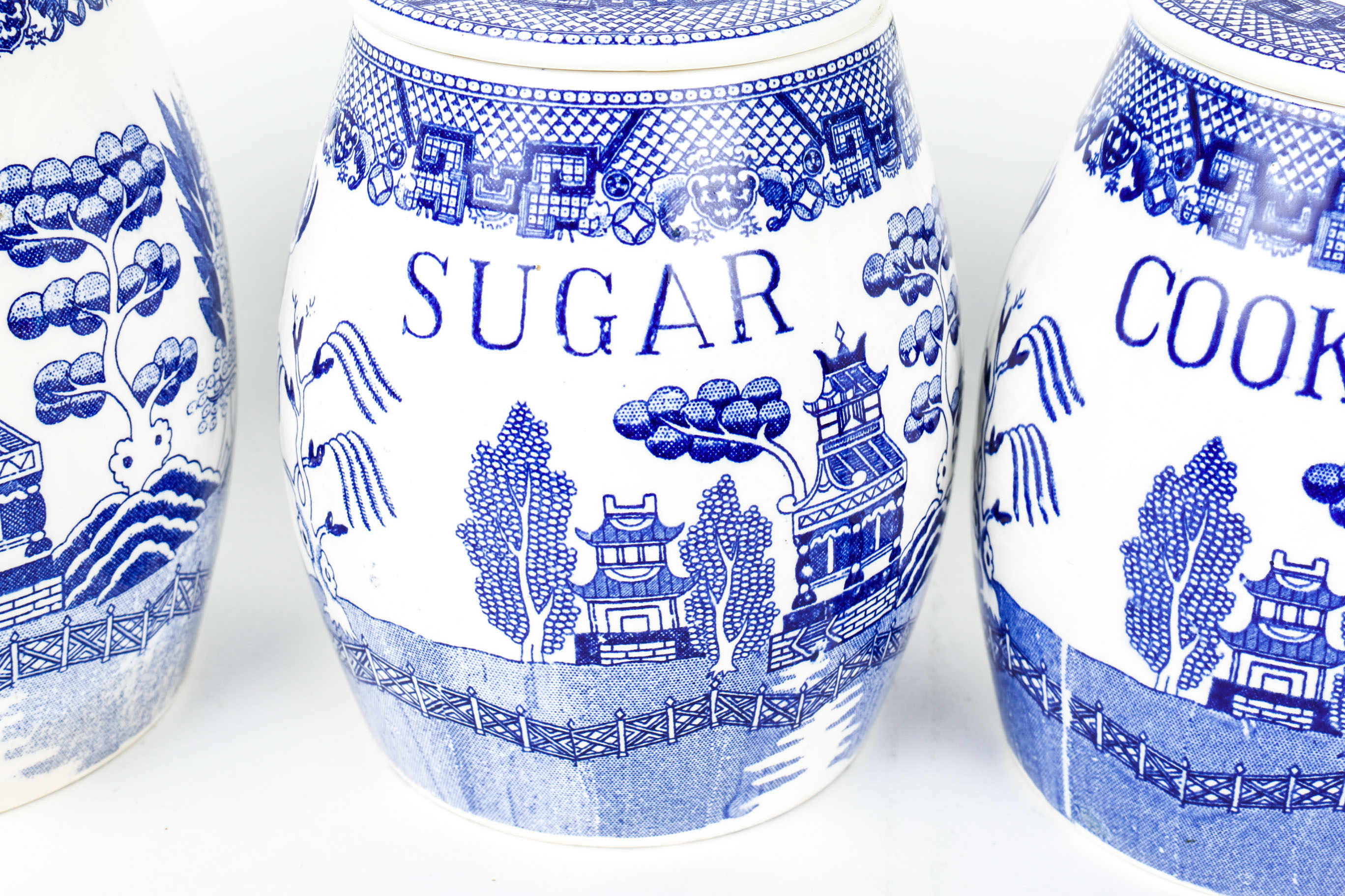 Vintage 1940s Blue Willow Creative Imports Japan Kitchen Canisters