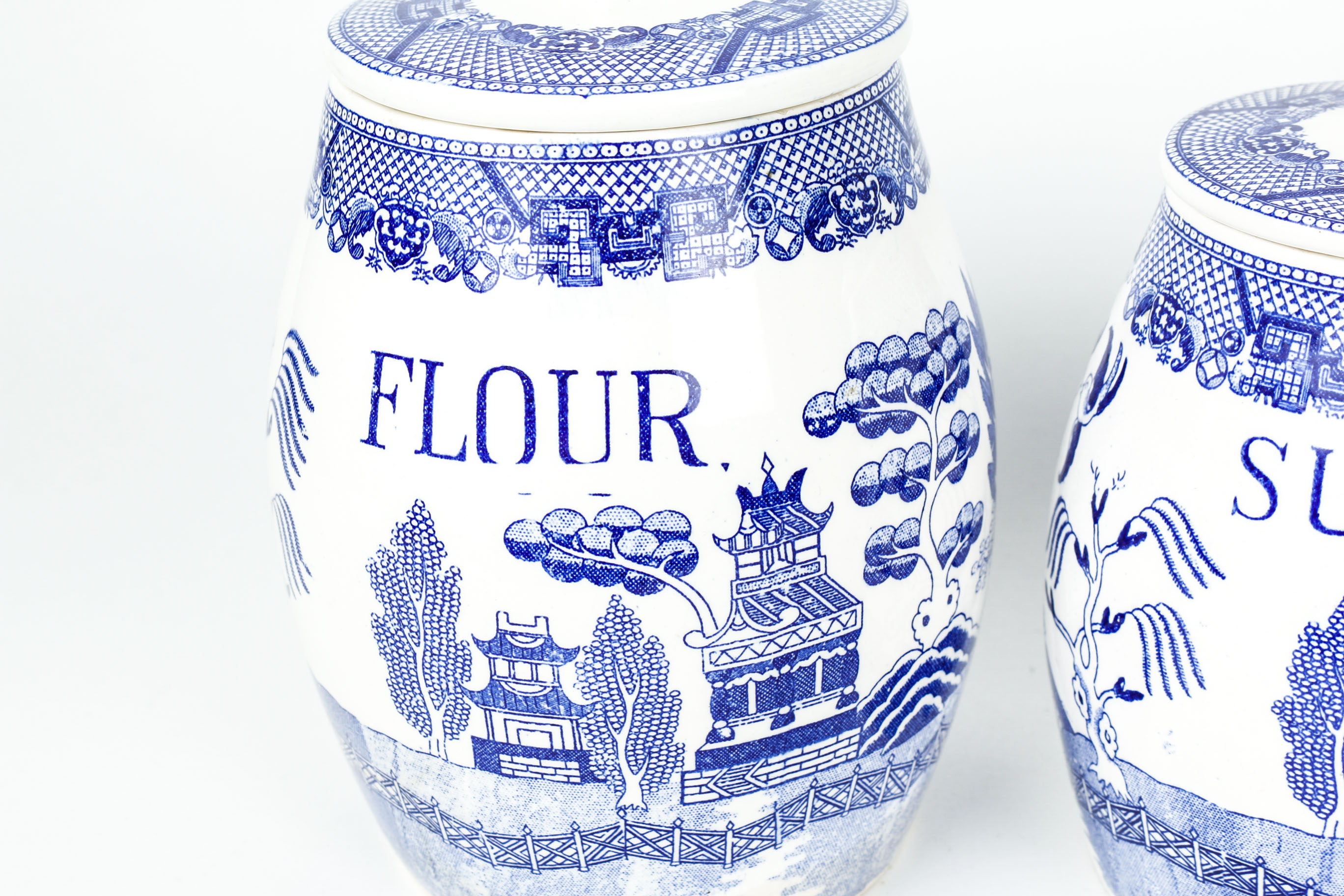 Vintage 1940s Blue Willow Creative Imports Japan Kitchen Canisters