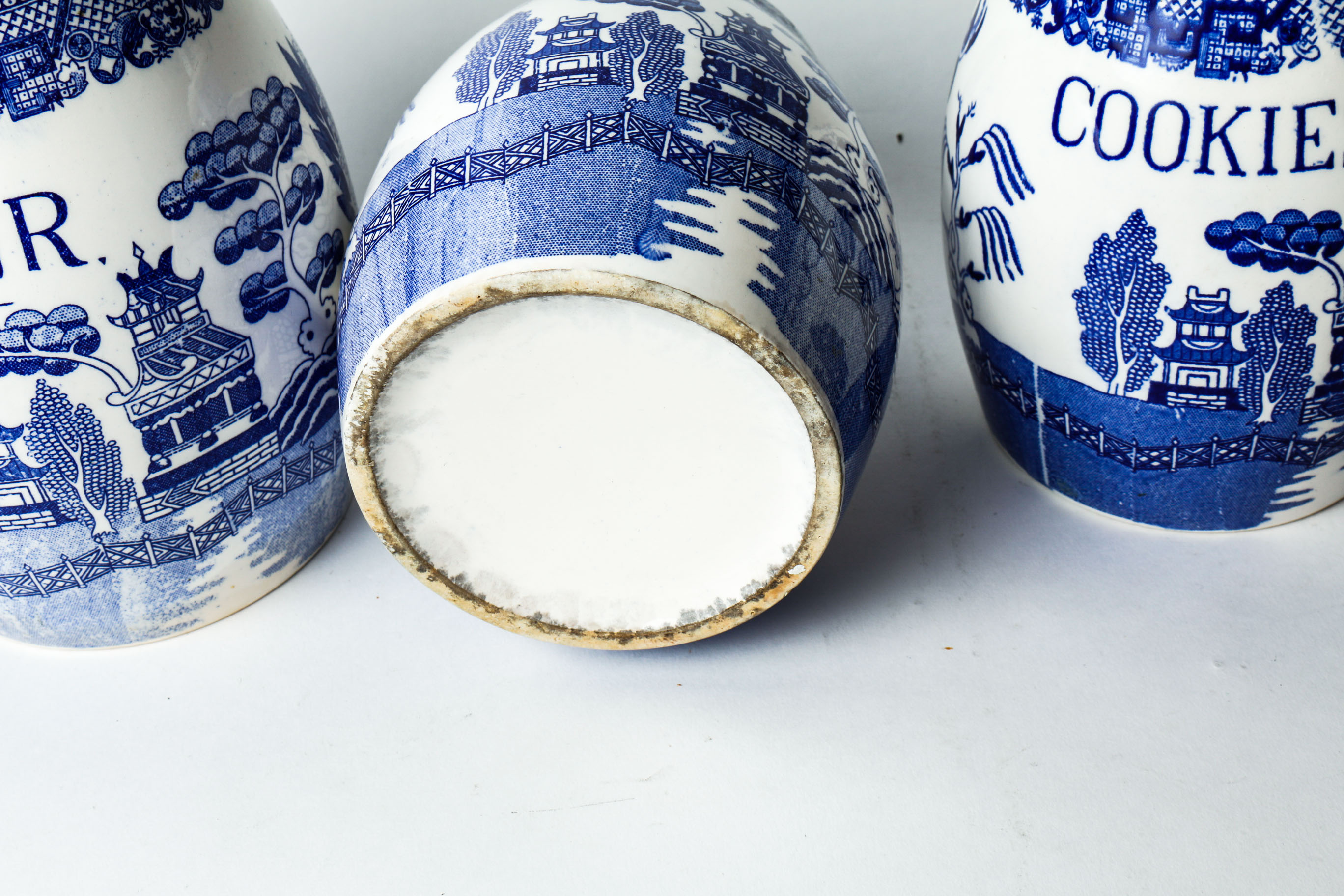 Vintage 1940s Blue Willow Creative Imports Japan Kitchen Canisters