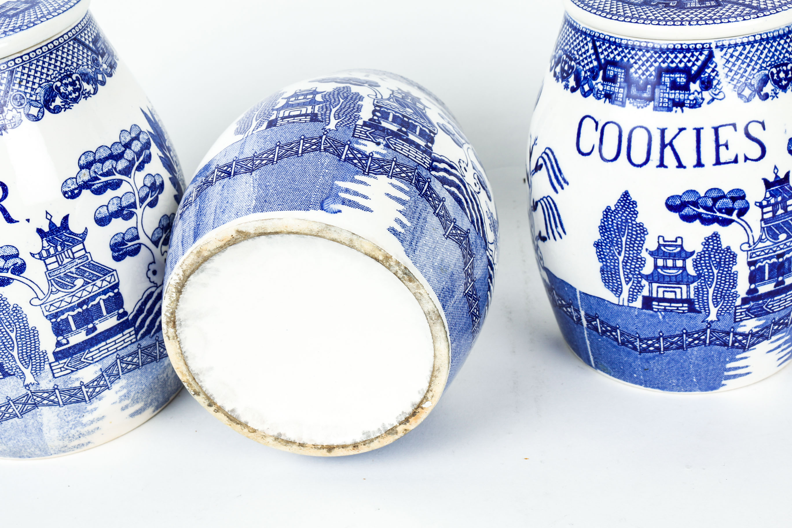 Vintage 1940s Blue Willow Creative Imports Japan Kitchen Canisters