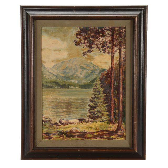 H. Kinker Original Oil on Academy Board Landscape