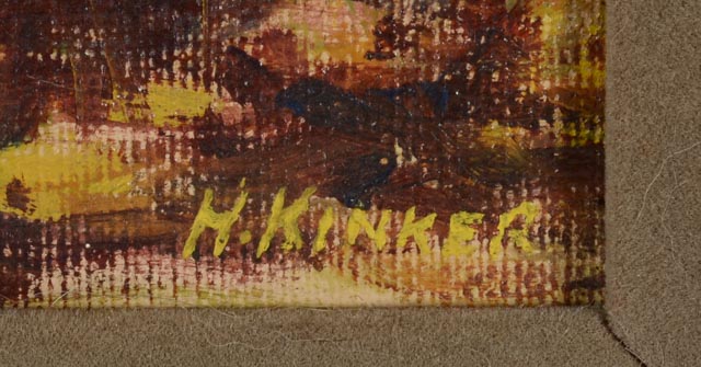 H. Kinker Original Oil on Academy Board Landscape