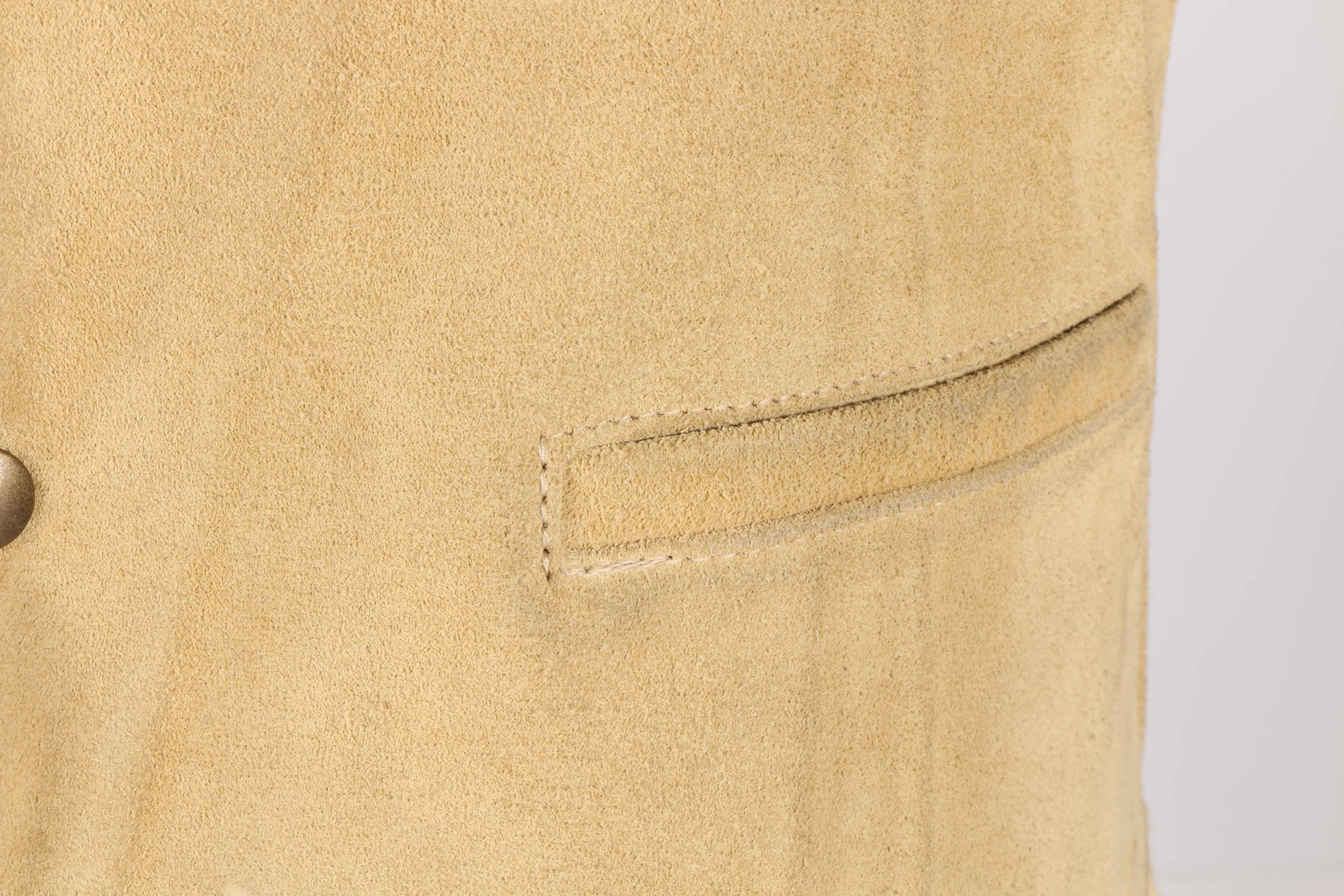 Men's Berman Buckskin Co. Fleece Lined Tan Suede Leather Vest