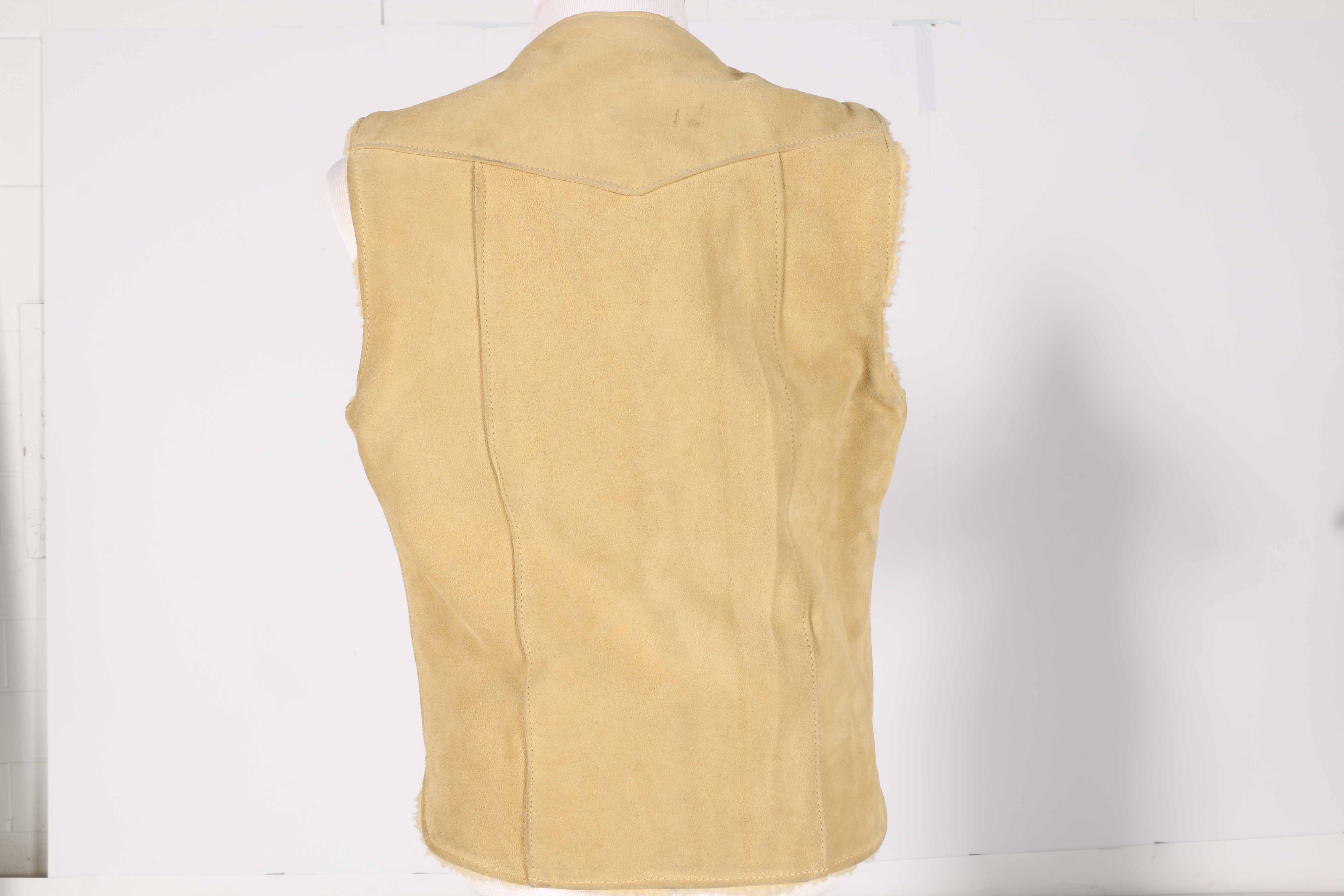 Men's Berman Buckskin Co. Fleece Lined Tan Suede Leather Vest
