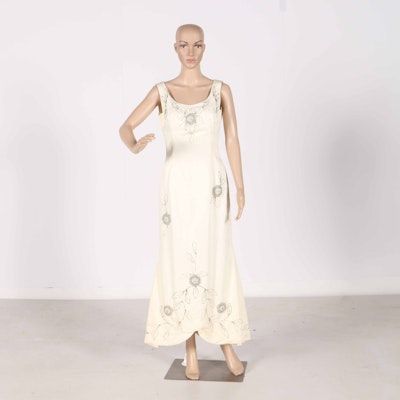 1960s-Era Beaded Floral Dress 1960s-Era Beaded Floral Dress