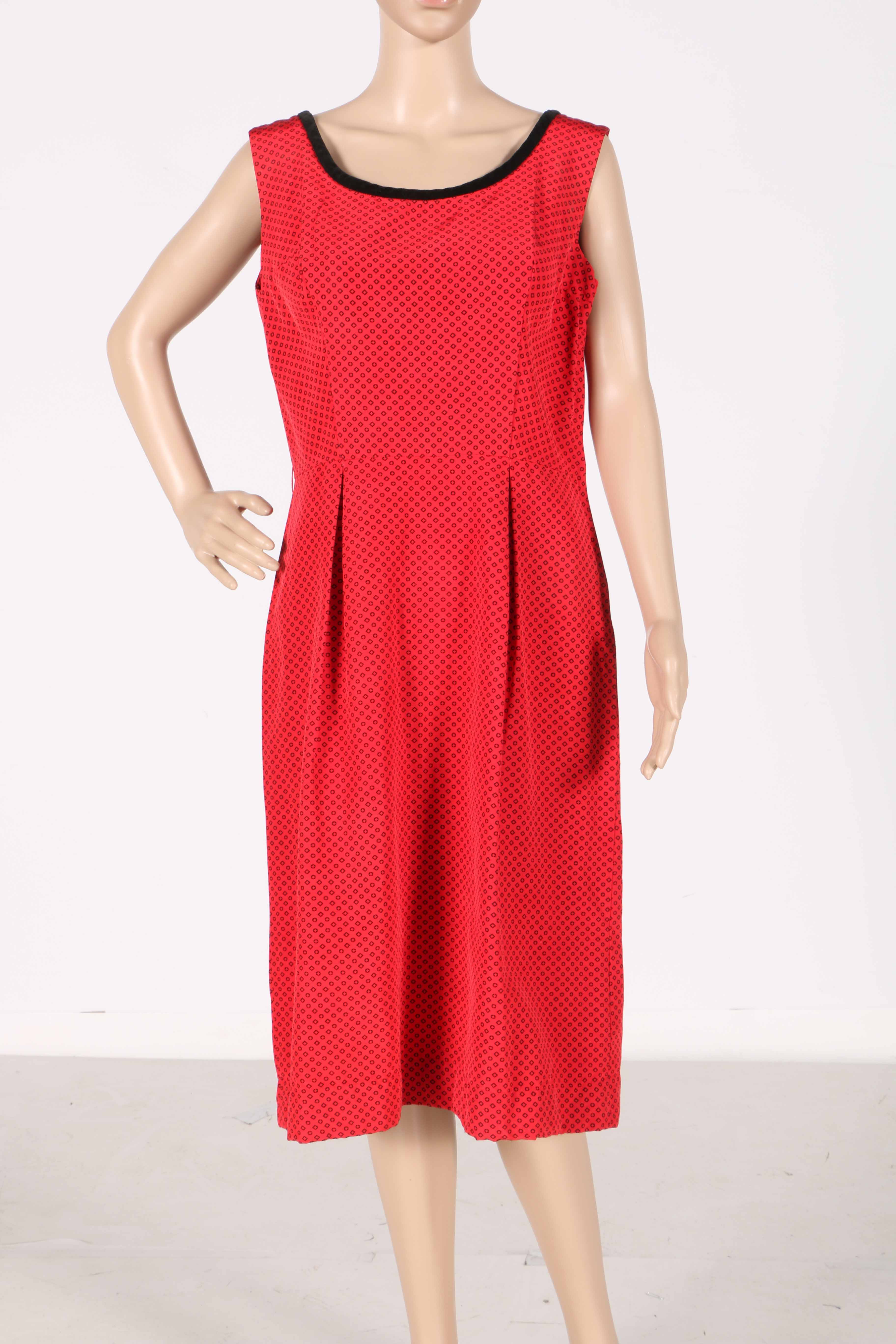 Vintage Red with Black Diamonds Cocktail Dress